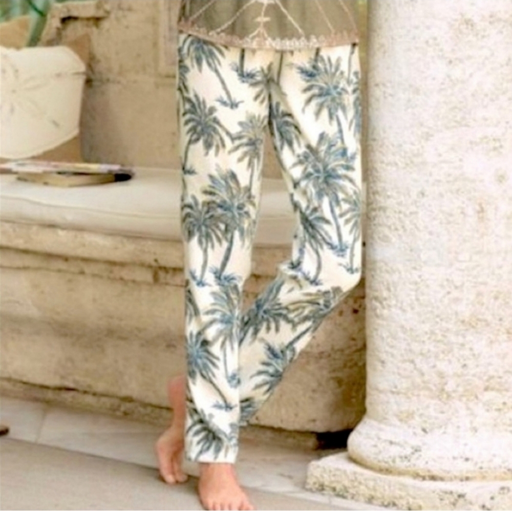 Soft Surroundings Women’s Size Small Palm Tree Print Tencel Lyocell Pants